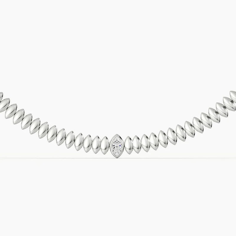 Bezel Single Marquise Necklace