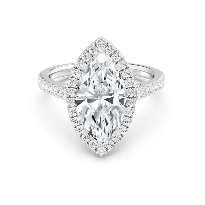 3ct Solitaire Ring Pavé Band with Halo [1]