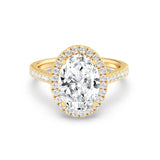 3ct Solitaire Ring Pavé Band with Halo