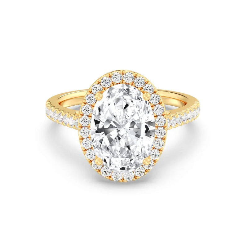 3ct Solitaire Ring Pavé Band with Halo