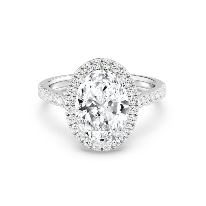 3ct Solitaire Ring Pavé Band with Halo