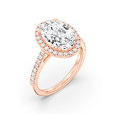 3ct Solitaire Ring Pavé Band with Halo