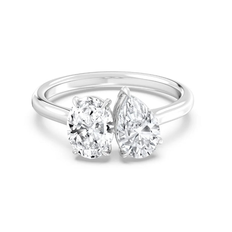 1+1ct Pear&Oval Moi Toi Ring