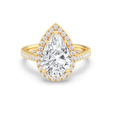 3ct Solitaire Ring Pavé Band with Halo