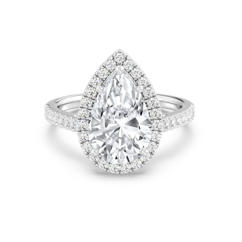 3ct Solitaire Ring Pavé Band with Halo