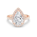 3ct Solitaire Ring Pavé Band with Halo