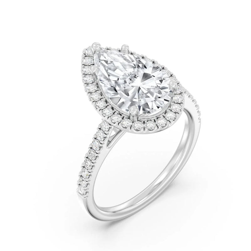 3ct Solitaire Ring Pavé Band with Halo