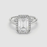 3ct Solitaire Ring Plain Band with Halo