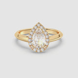 1ct Solitaire Ring Plain Band with Halo