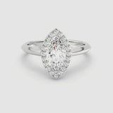 1ct Solitaire Ring Plain Band with Halo