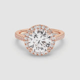 3ct Solitaire Ring Pavé Band with Halo [1]