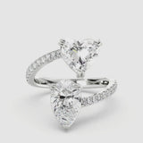 1+1ct Pear & Heart Wrap Ring