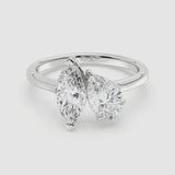 1+1ct Pear&Marquise Moi Toi Ring