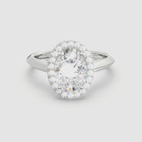 2ct Solitaire Ring Plain Band with Halo