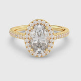 2ct Solitaire Ring Pavé Band with Halo