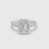 2ct Solitaire Ring Pavé Band with Halo