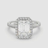 3ct Solitaire Ring Pavé Band with Halo