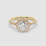 1ct Solitaire Ring Pavé Band with Halo [1]