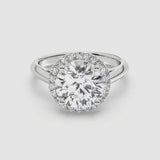 3ct Solitaire Ring Plain Band with Halo [1]