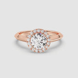 1ct Solitaire Ring Plain Band with Halo [1]