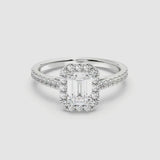 1ct Solitaire Ring Pavé Band with Halo