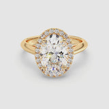 3ct Solitaire Ring Plain Band with Halo