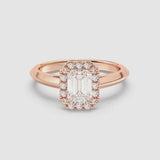 1ct Solitaire Ring Plain Band with Halo