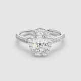 1ct Solitaire Ring Pavé Band with Halo [1]