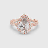 2ct Solitaire Ring Pavé Band with Halo