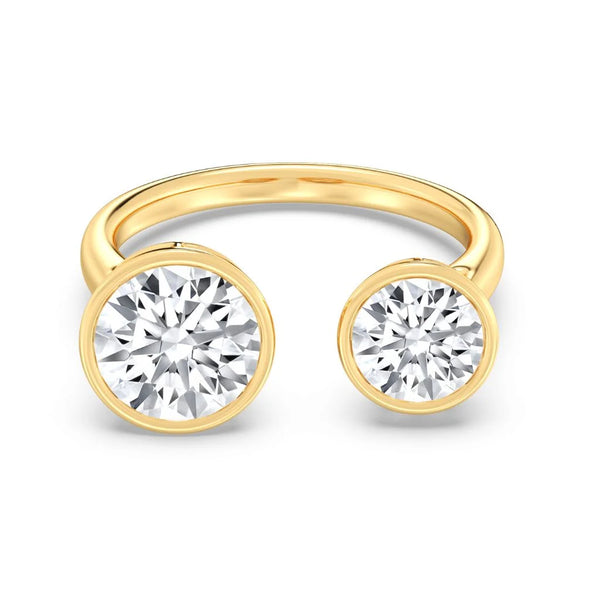 2+1ct Round Bezel Open Ring