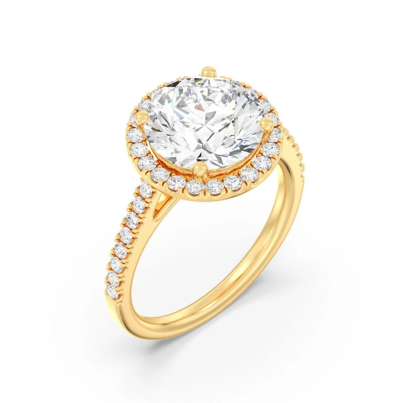 3ct Solitaire Ring Pavé Band with Halo [1]