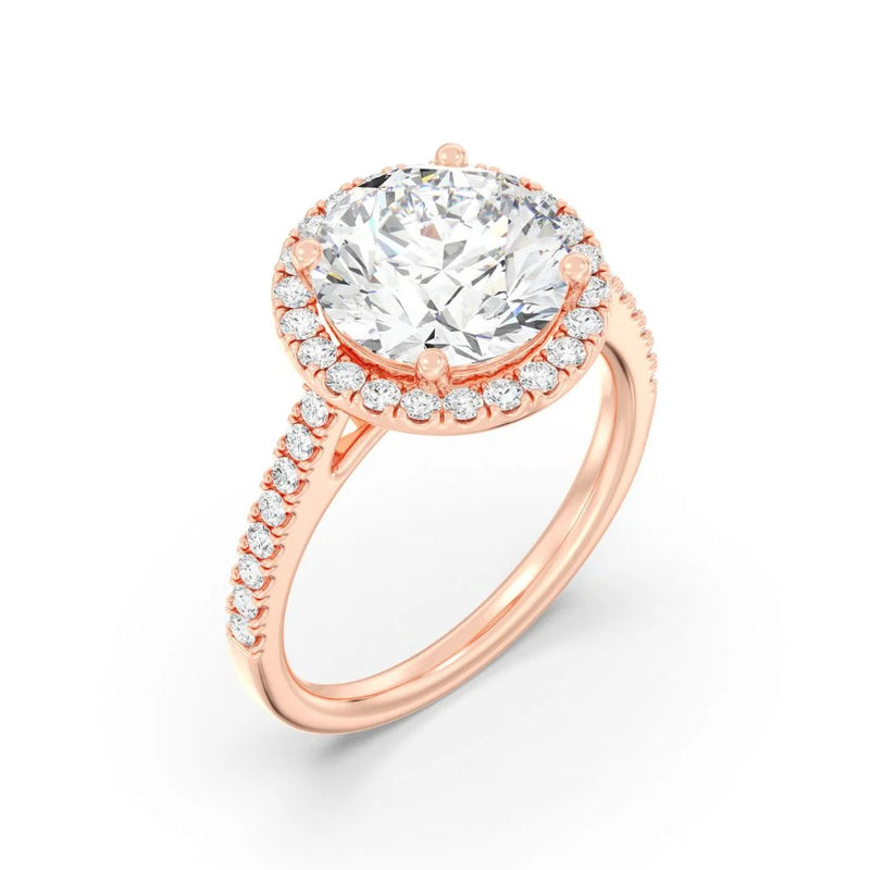 3ct Solitaire Ring Pavé Band with Halo [1]